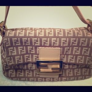 AUTHENTIC Fendi Pink/Tan Baguette Bag.
